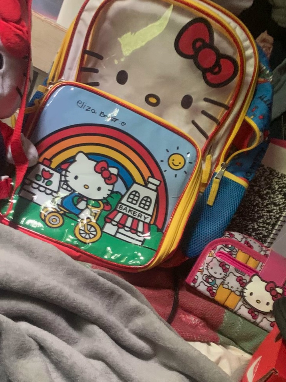 Hello Kitty Kids Backpack in Blue, Yellow, Red, Green